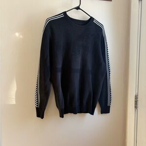 Vans Checkered Black Sweater with Stripe Detail - Mens Medium